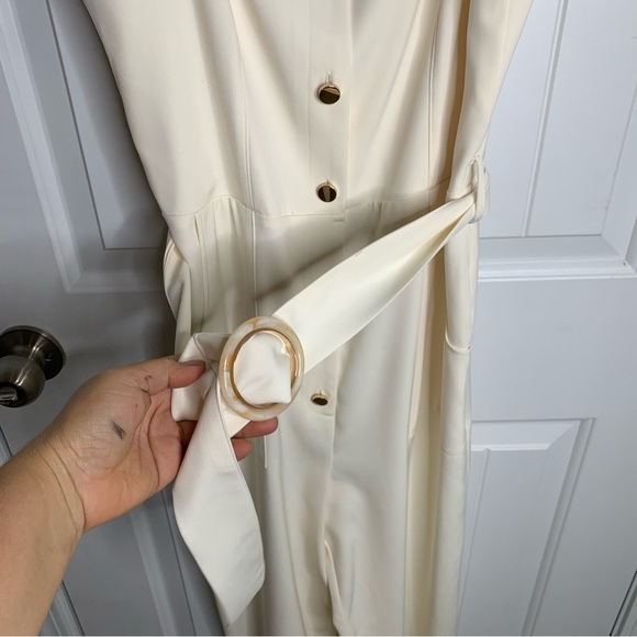 Zara white belted jumpsuit size medium minimalist vacation summer - Picture 3 of 10